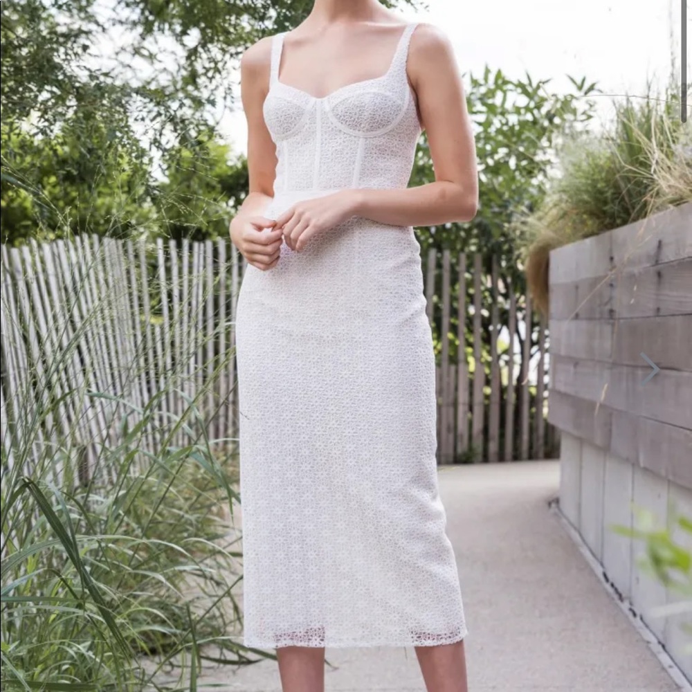 New with tags!! The Kiernan lace sweetheart neck dress.  daisy chemical lace.
